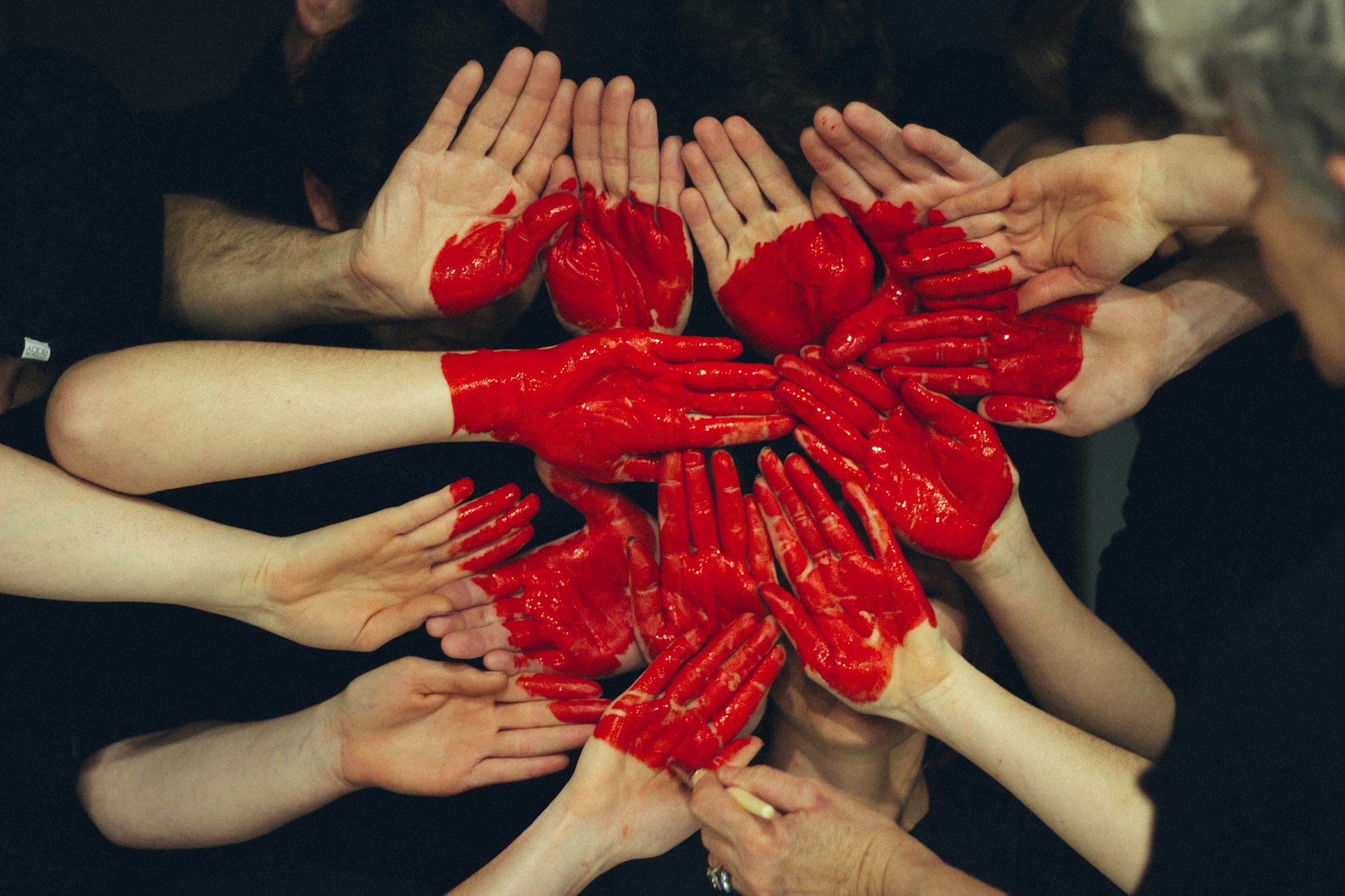 People joined together in prayer and unity